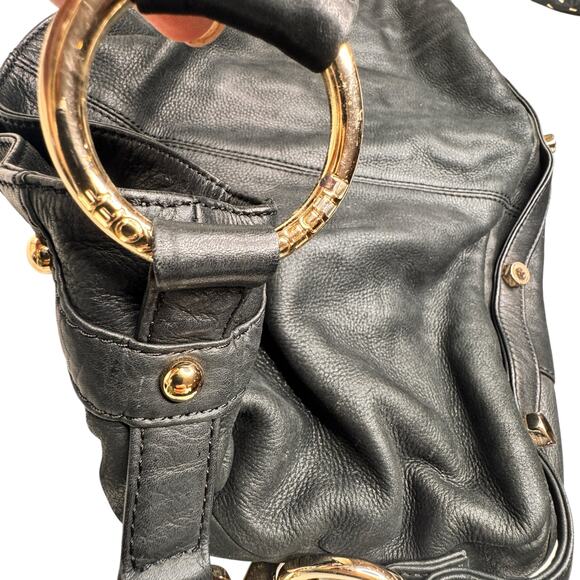 Rebecca Minkoff Black  Hobo Leather Moto Handbag Purse with Dust Cover Bag - Picture 8 of 13